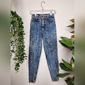 Vintage Jordache Acid Wash Jeans size 5/6 23" Size 0 tapered zipper ankle Y2K 90